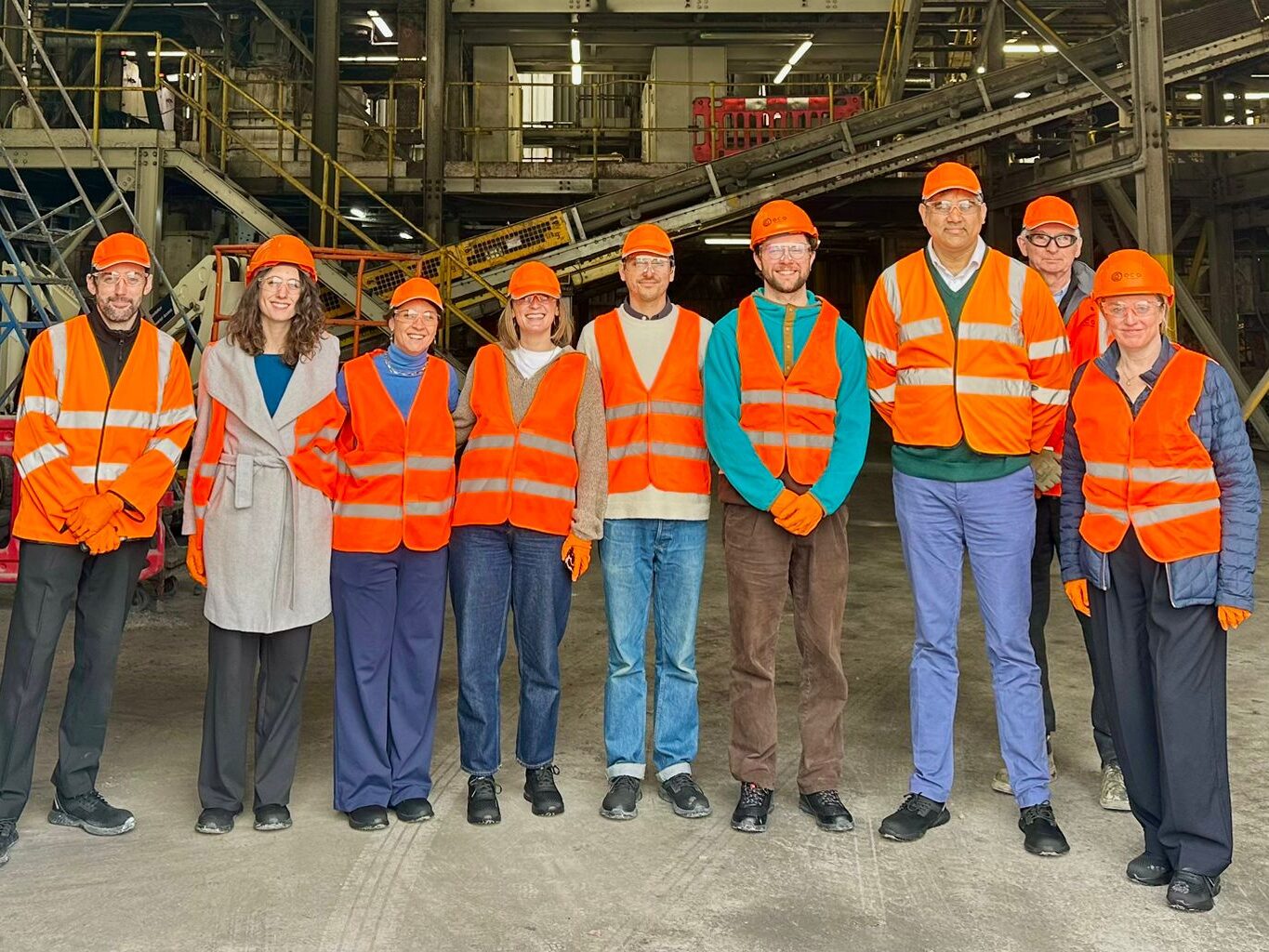 Visitors stand inside the production plant at O.C.O in Avonmouth 